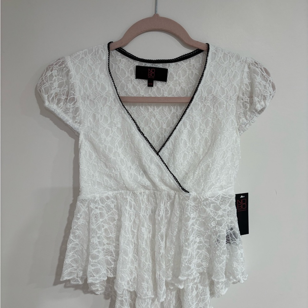 No Boundaries White Lace Wrap Top